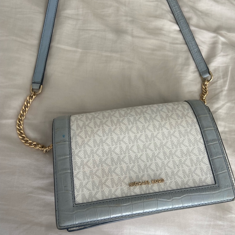 Michael Kors Blue and White Crossbody Bag